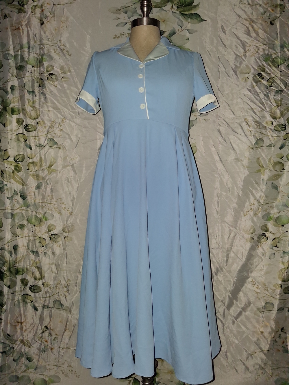 5For$12 Light Blue Short-Sleeve Collared Midi Dress